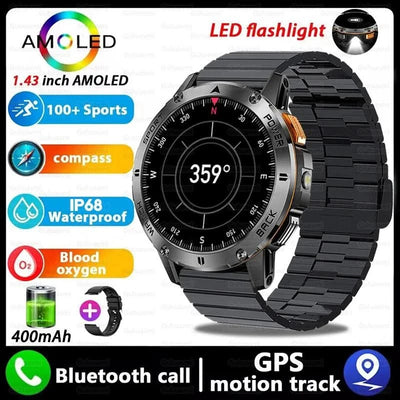 2025 New For Xiaomi IOS Compass Outdoor Smart Watch Men 1.43'' HD AMOLED Screen GPS 400 Mah Battery Bluetooth Call SmartWatches
