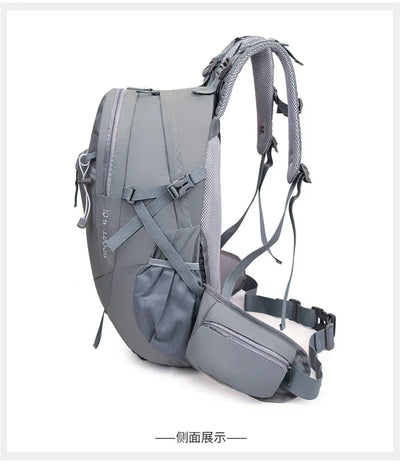 Fashionable and Wear-Resistant Outdoor Travel Backpack, Black and Red Contrasting Color Large-Capacity Mountaineering Bag with Waterproof Cover