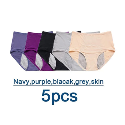5pcs/Set Leak Proof Menstrual Panties Women Period Underwear Sexy Pants Physiological Underwear Plus Size Waterproof Briefs