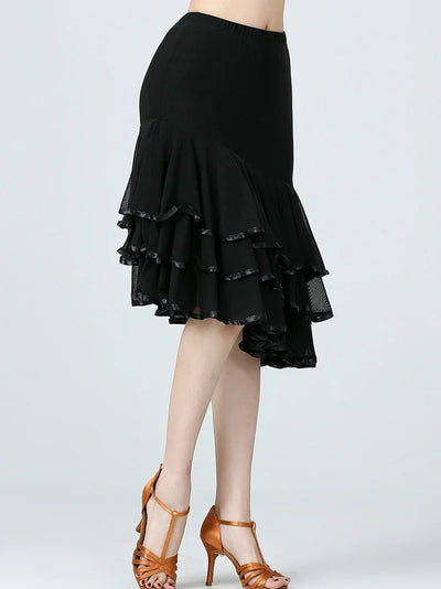 Adult Women Modern Dance Dress Social Dancewear Short Sleeve Mesh Fairy Top Large Swing Skirt Performance Dancing Costume