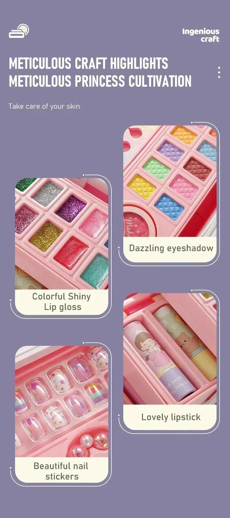 Kids makeup kit little girls 49 pcs washable real girl princess