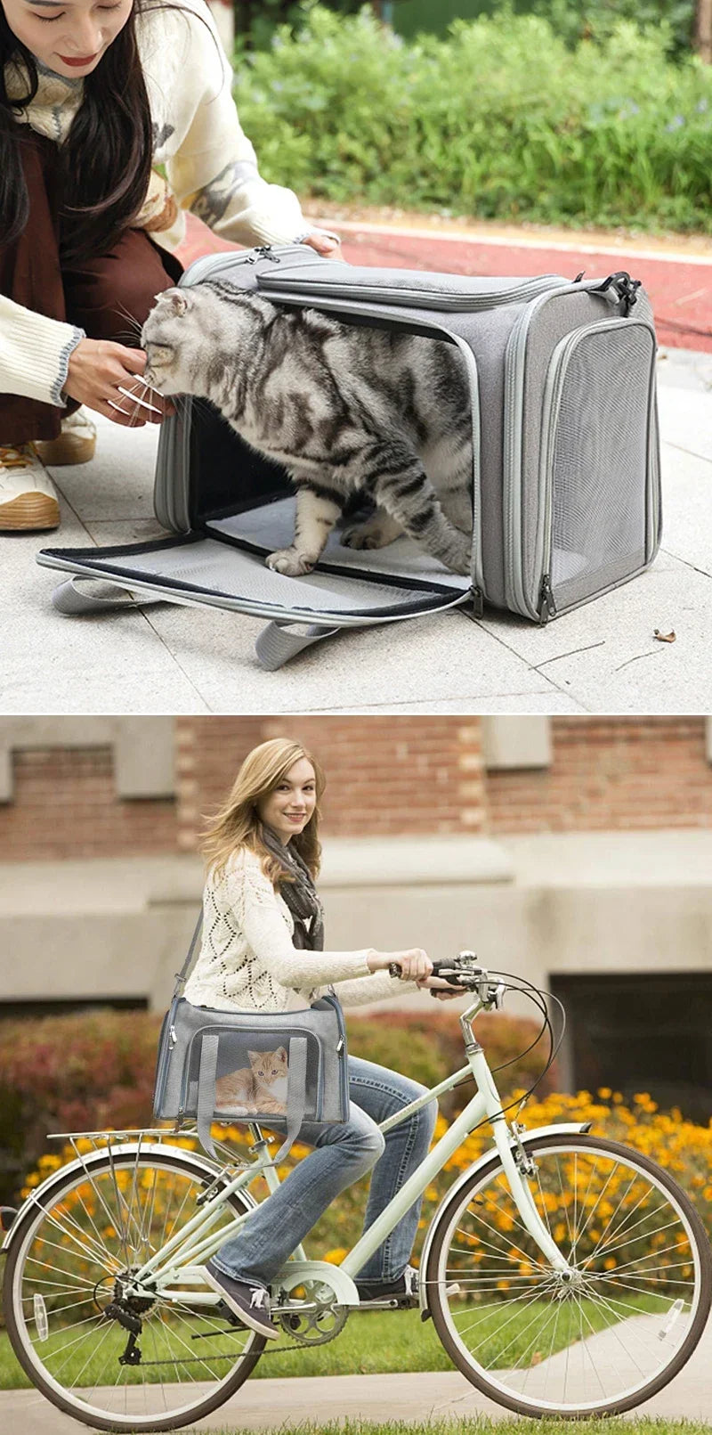 Portable Dog Cat Carrier Bag Soft Side Backpack Pet Carriers Dog Travel Bags Airline Approved Transport  Outgoing Pets Handbag