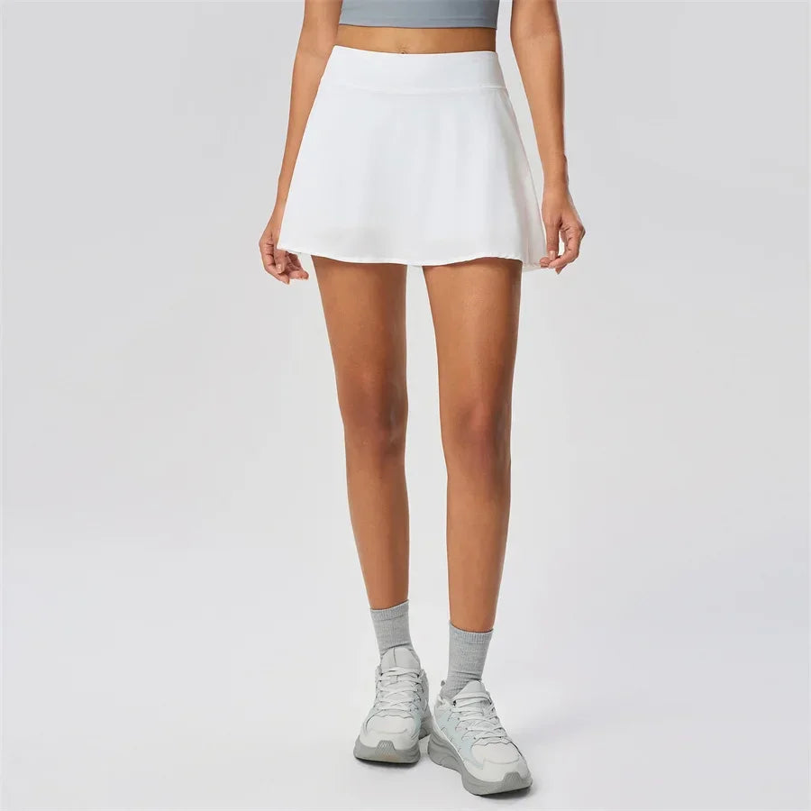 Women Sports Skorts High Waist Tennis Skirt With Pocket Fitness Running Athletic Golf Culotte Gym Sportswear Shorts