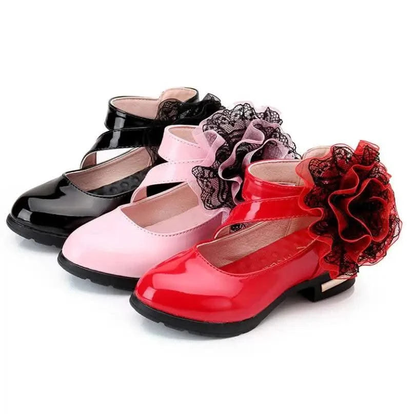 Light Heel Princess Flower Leather Shoes| Kids Girls Fashion Shoes | Children's Shoes |Party | Dress | Wedding | Dance