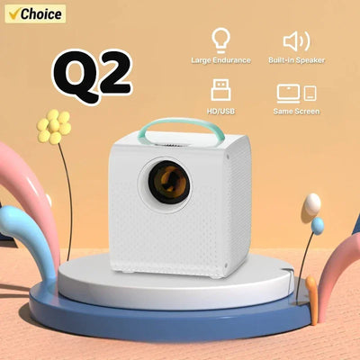 Q2: 640*480P Mini Projector | Phone Mirroring | Portable for Camping/Home Cinema | Children's Gift | Pocket Movie Theater"