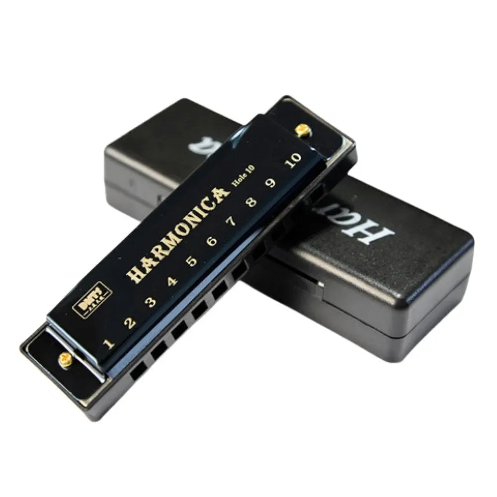 Metal Harmonica Key of C 10 Hole Chromatic Scale Harmonica with Box for Beginner Students Kids Gift