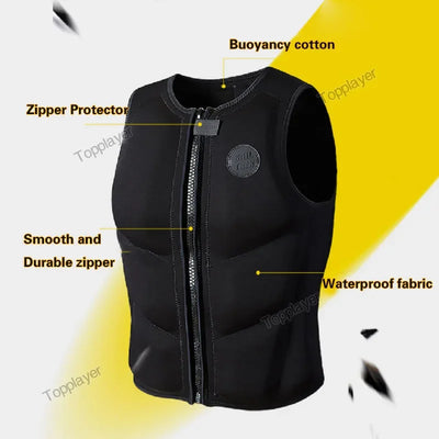 Wakesurf Life Jacket for Adults Comp Vest CE Approved Neoprene Premium Quality Impact Vest Watersports Life Jackets