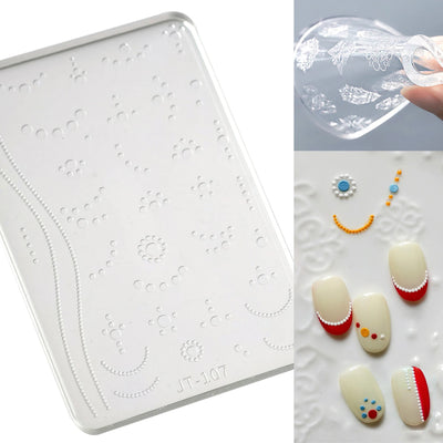 Geometric Bowknot Grid Lace Flora Edge Nail Art Silicone Carving Mold Mould Star Daisy Flower Charms Bow Tie Snowflake Template