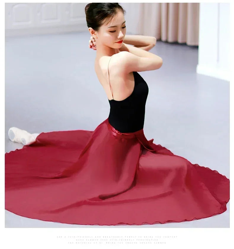 Chiffon Ballet Tutu Dance Skirt Dance Skate Wrap Scarf Gymnastics Ballerina Lyrical Long Ballet Skirt Ballet Dance Dress Women