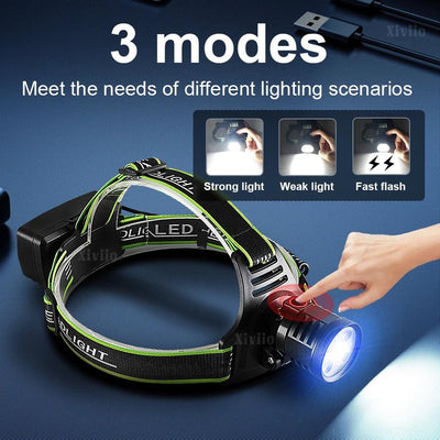 Super Portable Rechargeable Headlamp 5LED Fixed Focus Headlight Waterproof Outdoor Camping Fishing Mountaineering Work Head Lamp