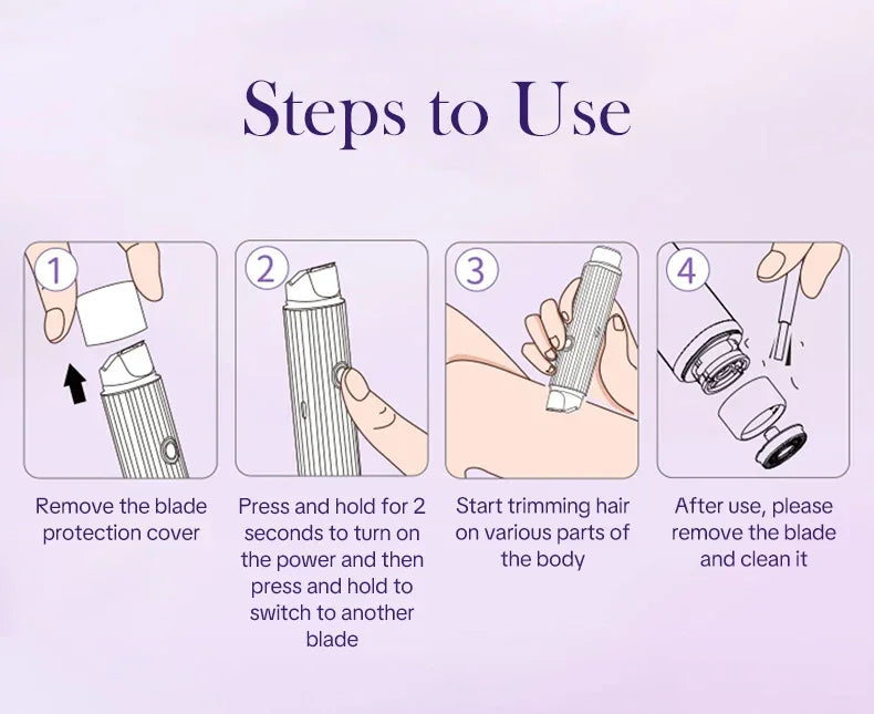 Electric Razors for Women 2in1 Bikini Trimmer Facial Mustache Shavers for Ladies Body Underarms Legs Portable Painless Epilator