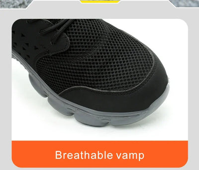 Men's Safety Shoes Comfortable Non-Slip Work Shoes Lightweight Breathable Safety Toe Casual Sneakers for Construction Site Black