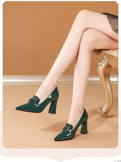 Waterproof Shallow Patent Leather Platform High Heels Shoes | Large Size | High Quality Women's Fashion Shoes 2025 New
