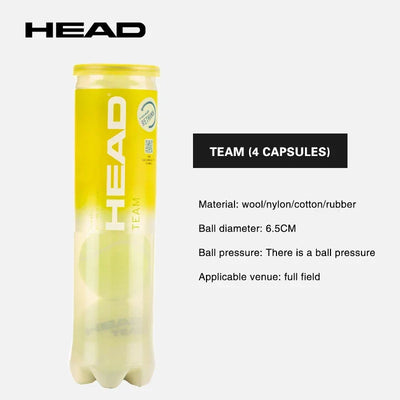 4pcs/lot HEAD Professional TEAM Pressure Tennis Ball Tennis Ball Match Training Ball Single Practice High Elasticity Resistant