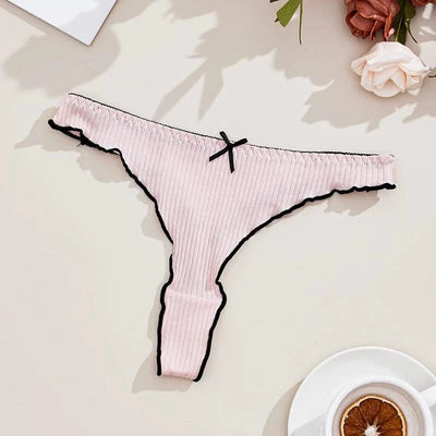 3Pcs Women's Thong Low-rise Panties Solid Color Cotton Lingerie Sexy Thongs Fashion Casual Underwear Comfort Fit Women's Tangas