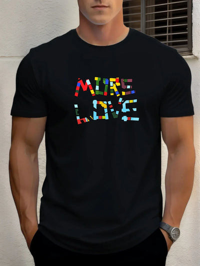 T Shirts For Man MUER LOVE 100% Cotton Graphic Printing Summer Round Neck T-Shirt Casual Breathable Street Style Daily Top