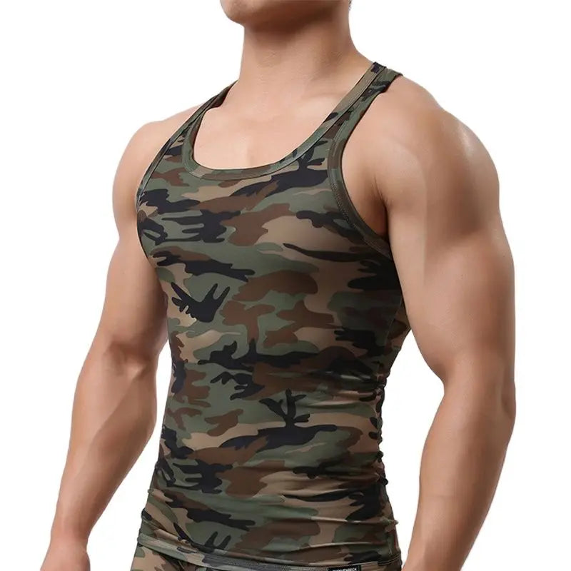Men Tank Top Undershirt Man Sleeveless Shirt Fitness Gym Clothing Camouflage Singlet Quick Dry Bodybuilding Muscle Vest Elastic