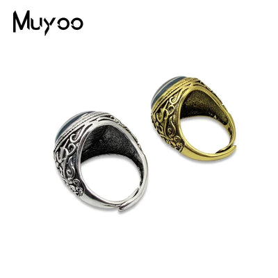 Atheist Atheism Symbol Antique Rings for Men Atheist Logo Glass Cabochon Fashion Dome Rings Handmade Jewelry Vintage Ring