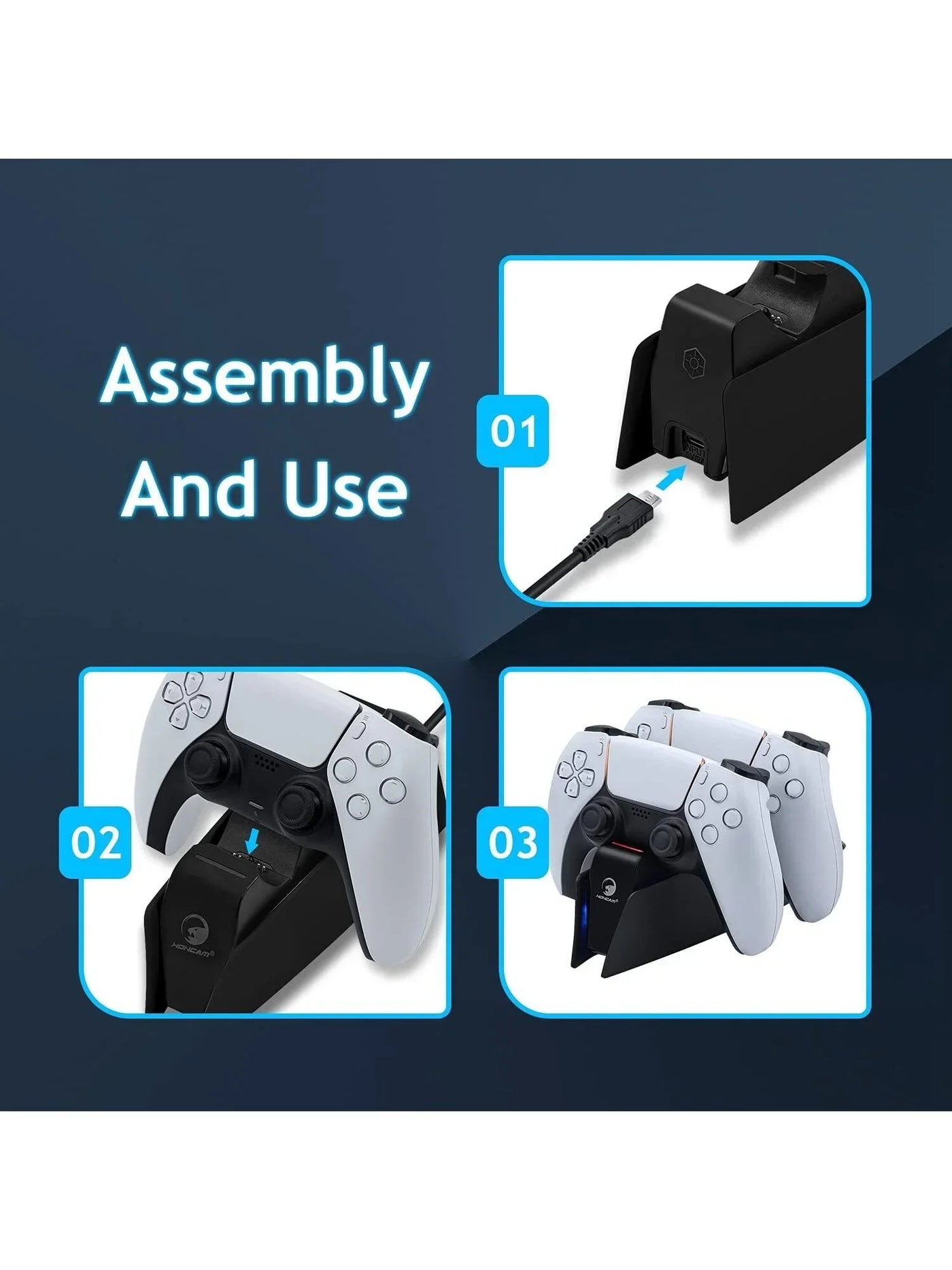 Game Wireless Charging Station for PS5 with Dual Fast Charger Dock and LED Charging Indicators
