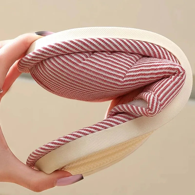 Warm Plush Cotton Slippers for Home Indoor Non-slip Linen Flats Spring and Autumn Couple House Slides