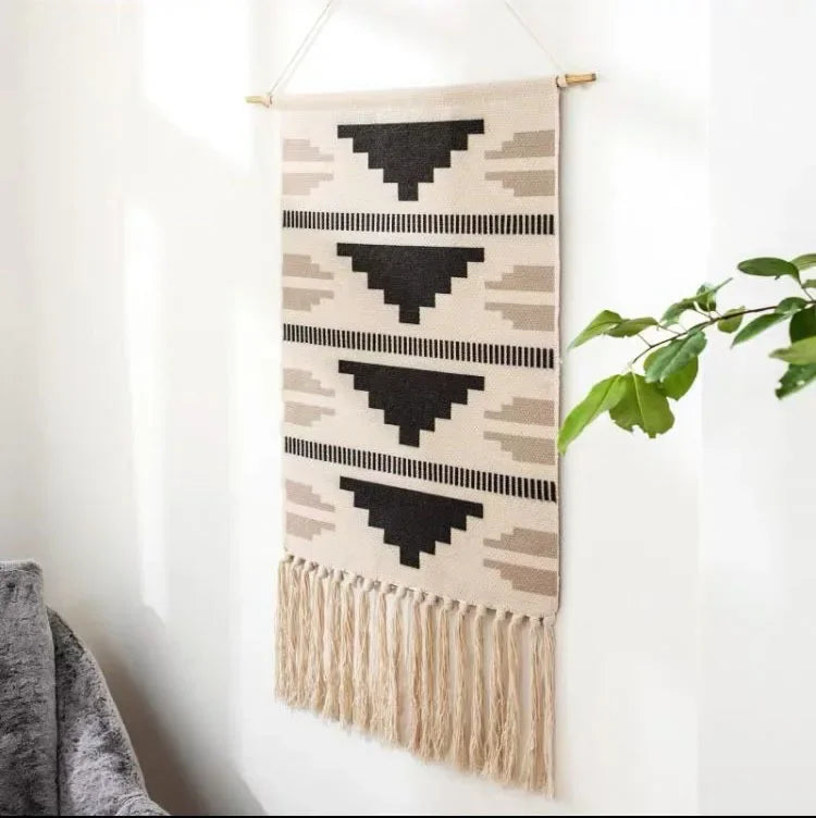 Home decoration Bohemian Tapestry Wall decor aesthetic room Tassel Macrame Hanging Art geometric Woven Cotton Handmade Linen for