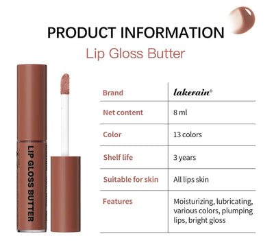 8ml Butter Non-stick Cup Gloss Lip Gloss Moisturizing Mirror Lip Gloss Lasting Color Lip glaze Dye Lip Liquid Makeup For Women