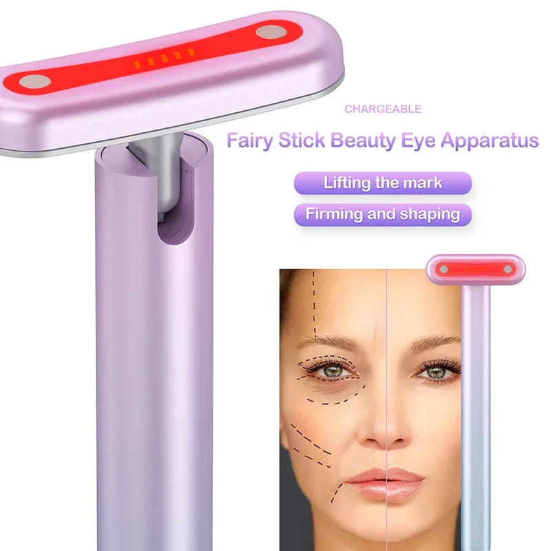 New 4 in 1 Facial Wand LED Red Light Therapy Facial Massage Tool EMS Face Massager Machine Skin Care Beauty Device For Face Neck