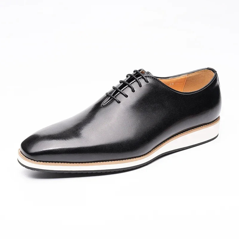 Modern Leather Men's Shoes Office Business Formal Suit Footwear High Quality Oxford Lace Up Handmade Brogue Shoes EVA Outsole
