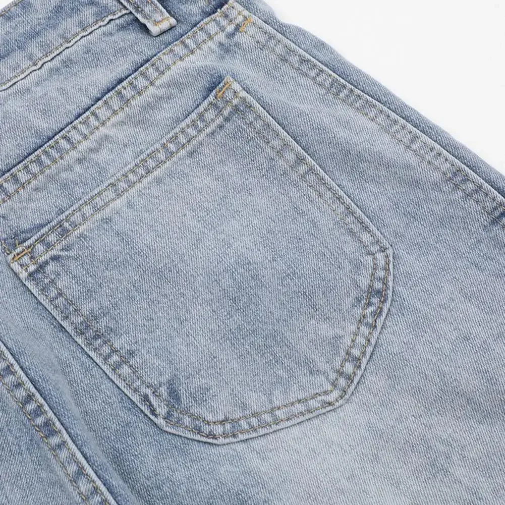 Wide Leg Men Pants Men Pants Stylish Men's Wide Leg Pants with Patchwork Design Mid Waist Fit Breathable Fabric Comfortable Long