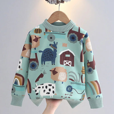 ﻿ Boys' and Girls' Sweaters Thickened Autumn/Winter New Fashionable Children's Knitted Sweaters Girls' and Boys' Tops