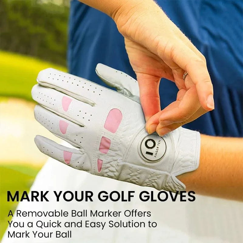 6 Pcs Rain Grip All Weather Womens Golf Gloves Ladies Left Hand Right Soft Cabretta Leather Glove with Ball Marker for Women