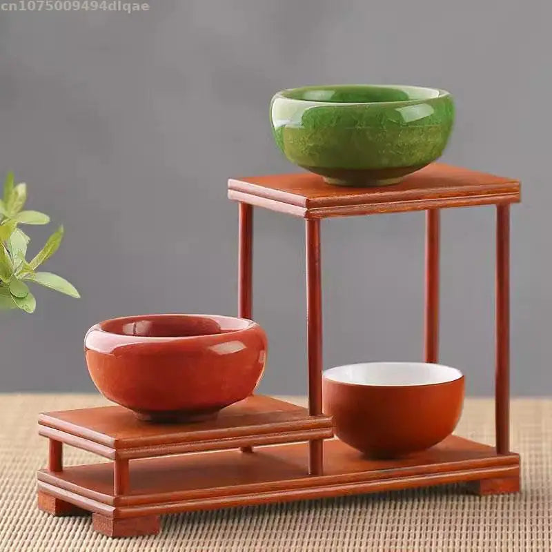 Natural Solid Wood Decorative Shelves for Wine Tea Sets Pedestal Crafts Vase Flower Pot Bonsai Buddha Display Stand Storage Rack