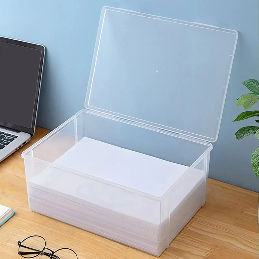 Home Office Supplies Storage Box Multifunctional Desktop Large Capacity A4 Paper Transparent Plastic Organizer Box