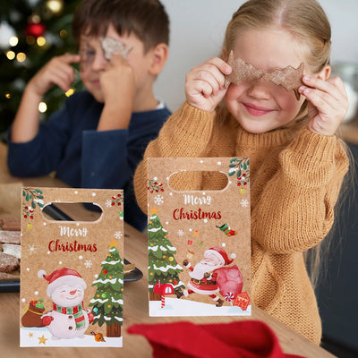 Christmas Kraft Paper Gift Bag Navidad Natal Noel Tree Candy Cookie Bag Merry Christmas Decorations For Home 2024 New Year 2025