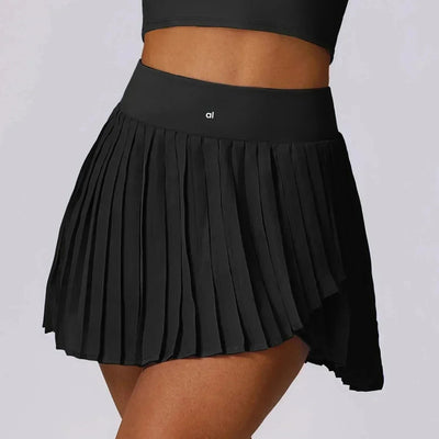 Casual pleated sports skirt women cover crotch thin anti-glare tennis skirt outdoor fitness yoga skirt summer