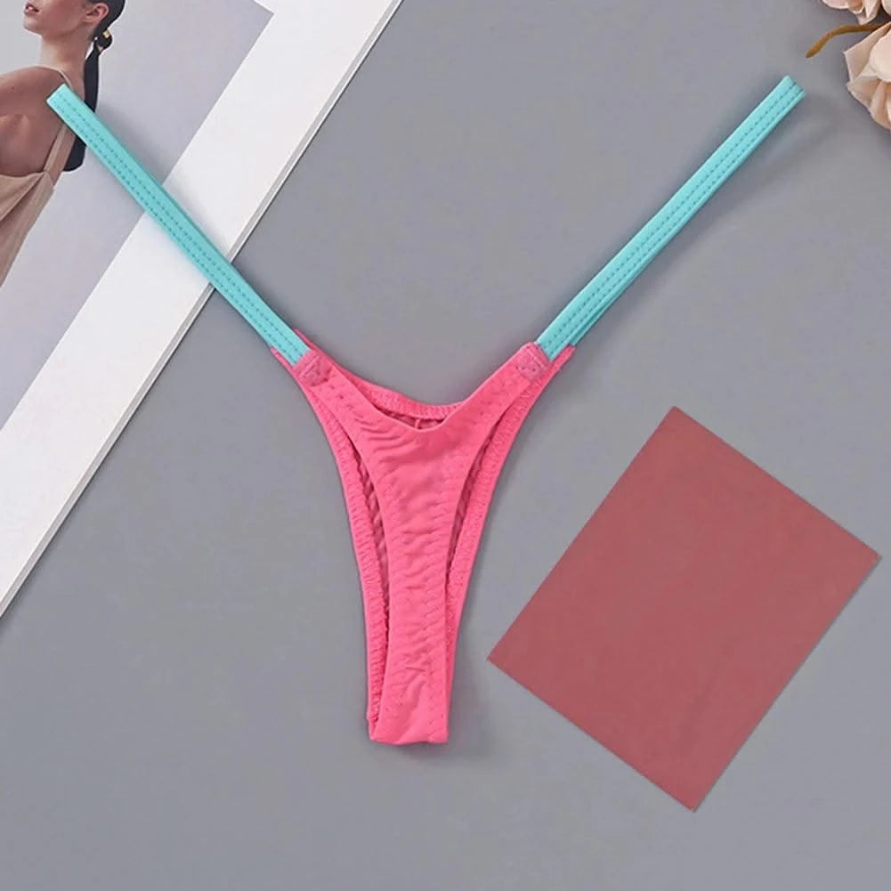 Womens Soft T-Back Sexy Underwear Breathable T-Pants Thin Straps Low Waist Multicolor Stitching Sexy Lingerie Pack Women Thongs