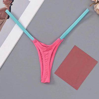 Womens Soft T-Back Sexy Underwear Breathable T-Pants Thin Straps Low Waist Multicolor Stitching Sexy Lingerie Pack Women Thongs