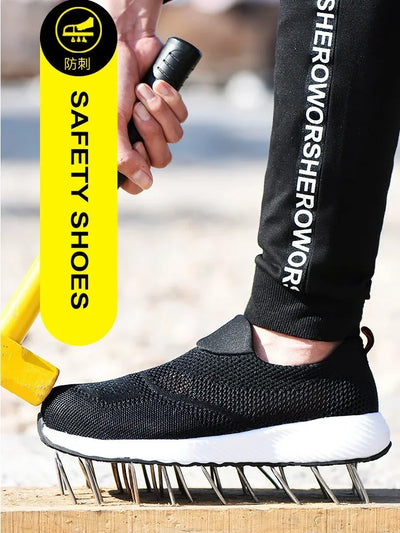 Steel Toe Anti-Puncture Men's Safety Shoes Summer Lightweight Breathable Work Safety Shoes Men Women Work Sneakers