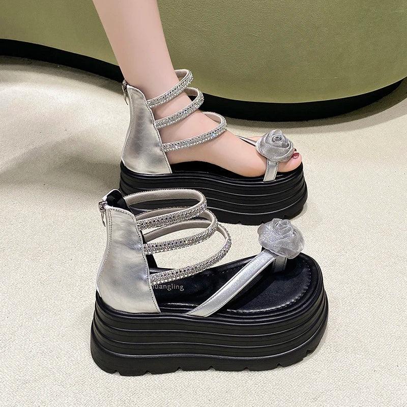 2025 designers women summer sandals open toe 8cm platform wedge sneakers casual shoes beach sandálias das mulheres