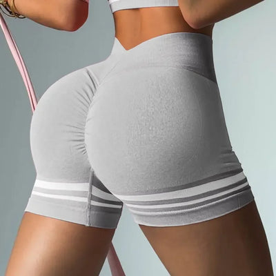 New Women V Back Line Shorts Elastic Running Biker Scrunch Sports Gym Pants Yoga Fitness Workout Training Casual Tights