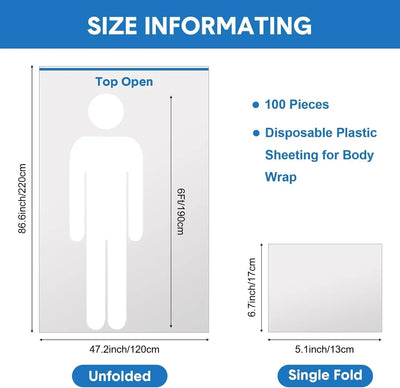 100 Pack Disposable Sauna Bags Plastic Body Wrap Sauna Blanket Liners  Thickened Sauna Wrap for Infrared