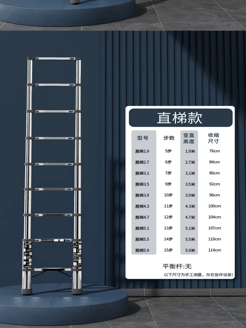 Folding Ladder Thickened Stainless Steel Telescopic Ladder Concealed Telescopic Folding Ladder StepOperation Folding Ladder