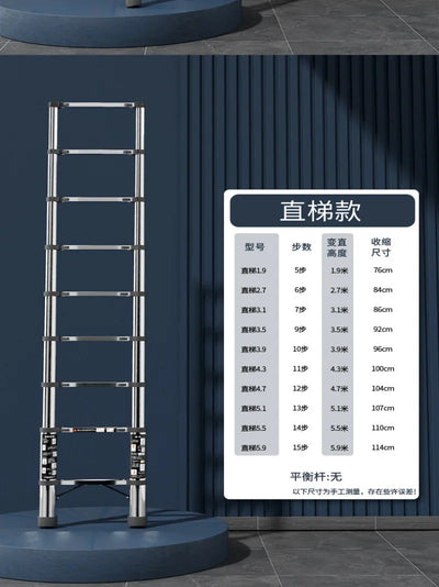 Folding Ladder Thickened Stainless Steel Telescopic Ladder Concealed Telescopic Folding Ladder StepOperation Folding Ladder