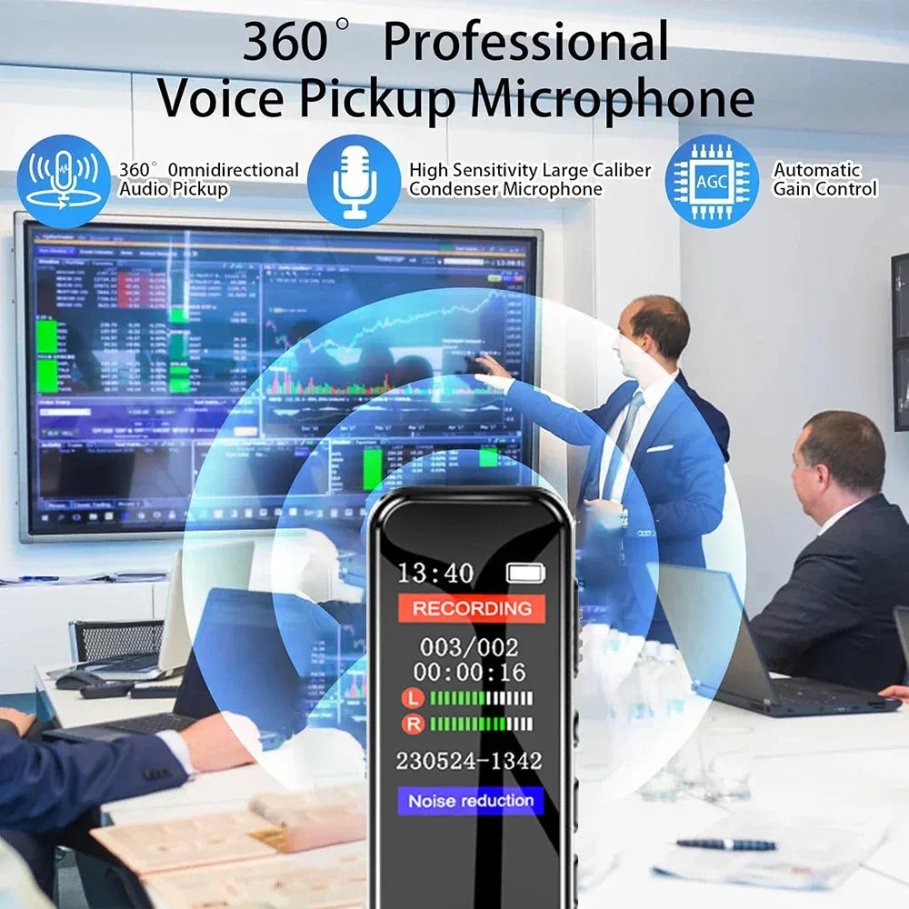 Digital Voice Recorder High-Quality Noise Reduction Record with Playback MP3 Music Player Activated Record 1536KBPS HD Recording