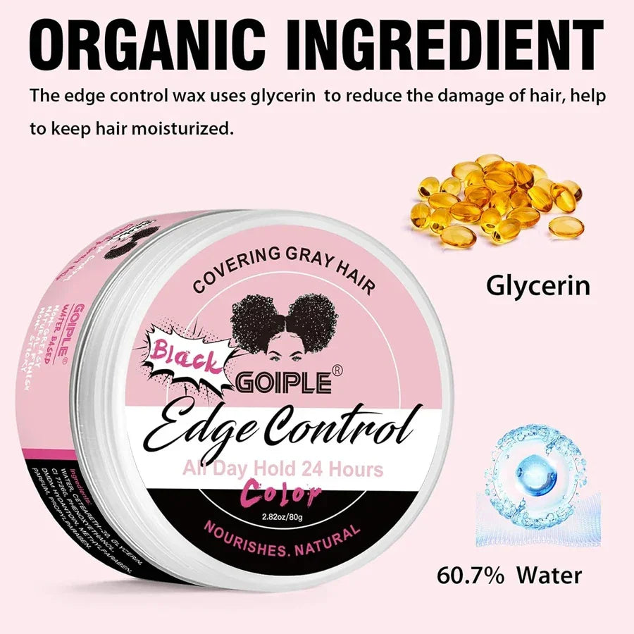 Edge Control Wax for Women Strong Hold Non-greasy Covering Gray Hair Edge Styling Gel for Black No Flaking Hairstyles Pomade