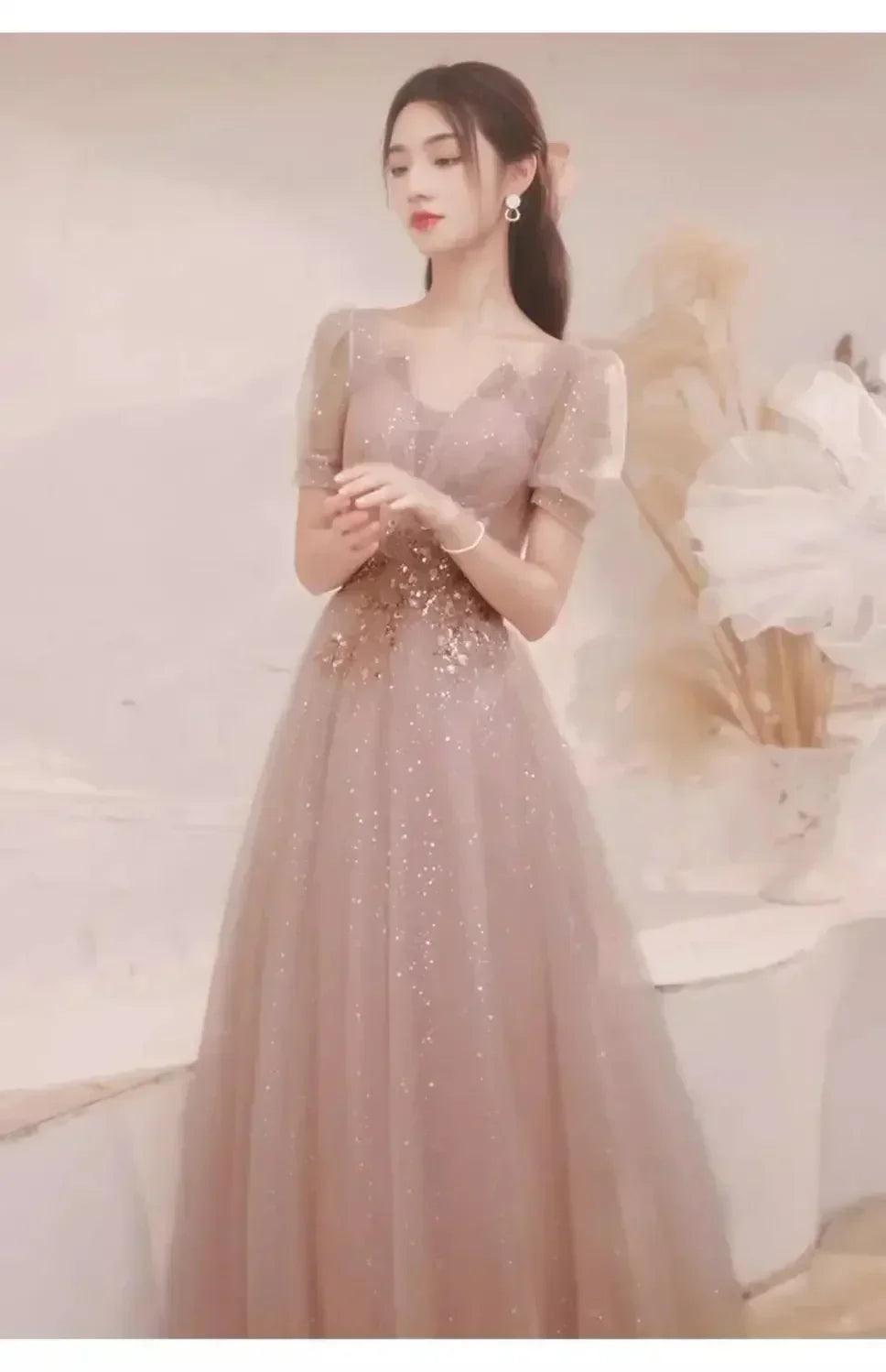 High-end banquet evening dresses women’s 2025 new spring summer light luxury slim birthday party performance dance