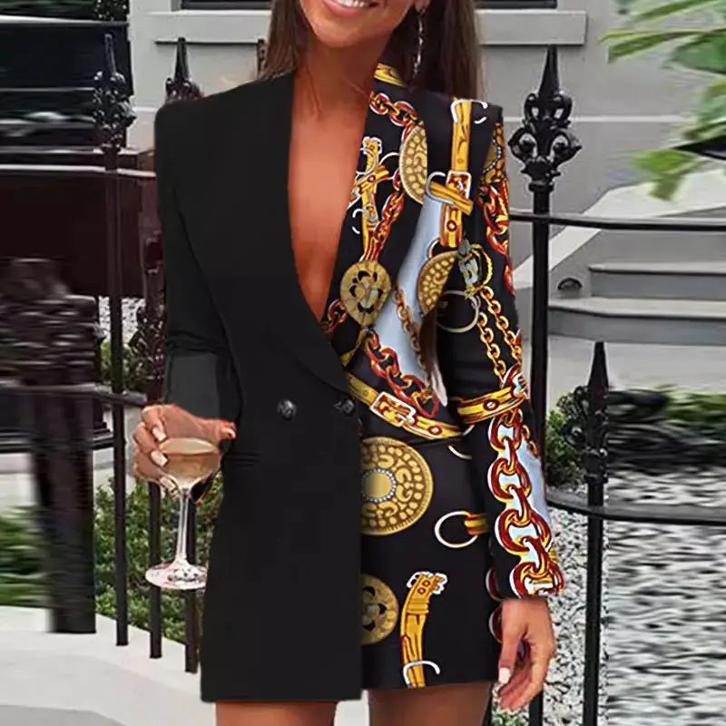 2025 Blazer Dress Women Elegant Mini Work Club Colorblock Sequin Long Sleeve Party Mini Party Club Vestidos Streetwear Dresses