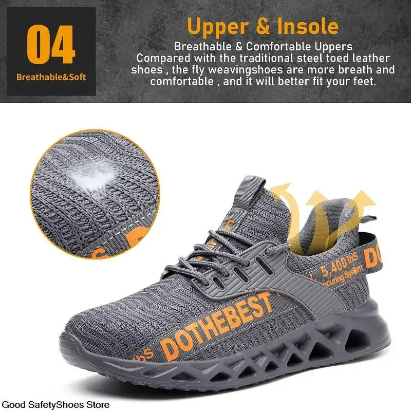 Safety Shoes Men For Work Sneakers Women Men Steel Toe Work Shoes Security Protective Shoes Lightweight Anti-Smash Anti-Puncture