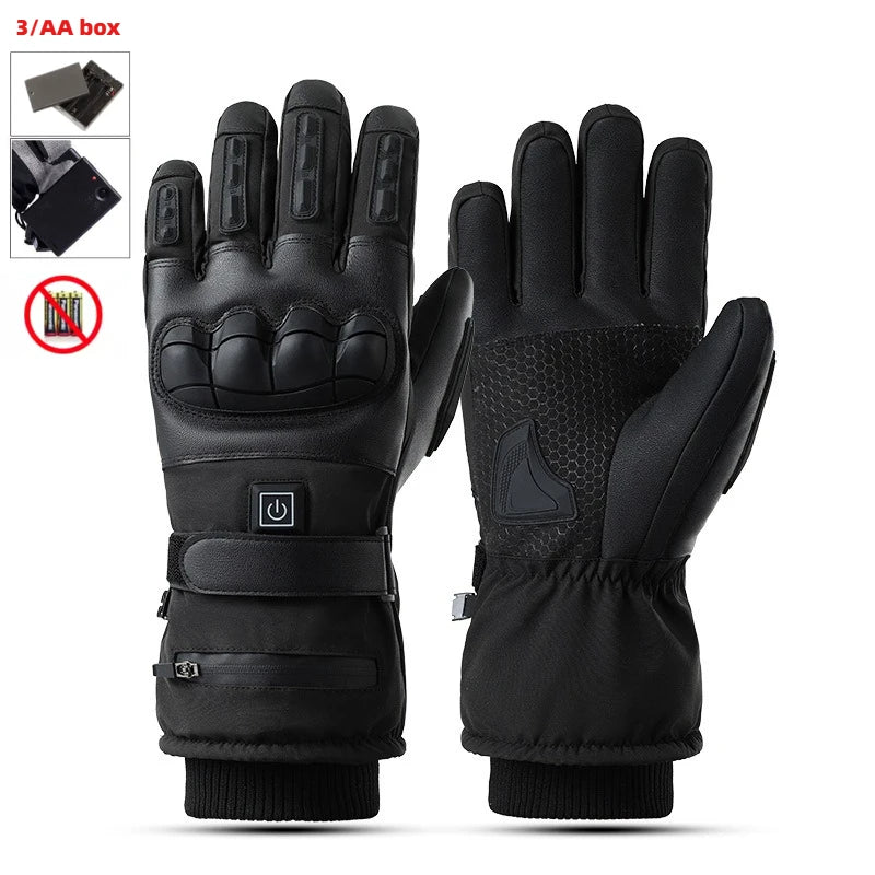 Heated Motorcycle Gloves Cycling Winter Glove Man Bicycle Supplies Thick Protective Gloves Electric Gloves With Heating Function