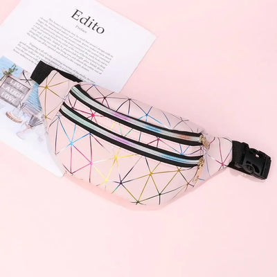 Fashion Geometric Patterns Wallet Bag Women Waist Packs Fanny Pack Pouch Hip Purse Satchel Laser Belt Bags